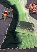 Georgette Green Party Wear Khatli Work Saree